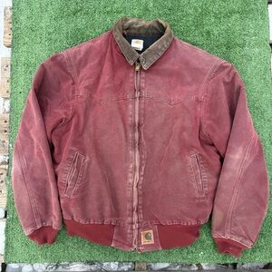 Carhartt Men's Vintage Brick Red Santa Fe Bomber Jacket Size XL
